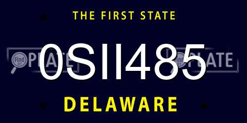 0SII485 Delaware License Plate