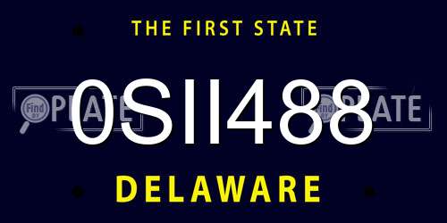 0SII488 Delaware License Plate