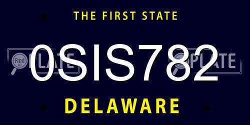 0SIS782 Delaware License Plate