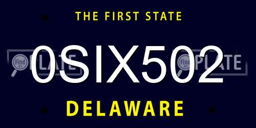 0SIX502 Delaware License Plate