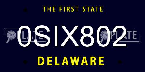 0SIX802 Delaware License Plate