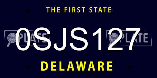 0SJS127 Delaware License Plate