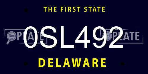 0SL492 Delaware License Plate