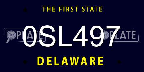 0SL497 Delaware License Plate