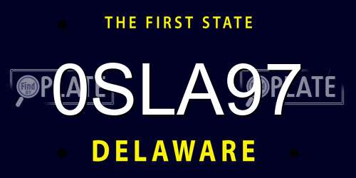 0SLA97 Delaware License Plate