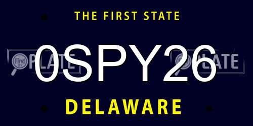 0SPY26 Delaware License Plate