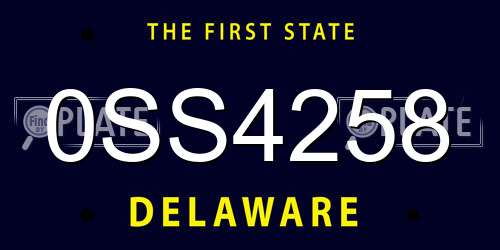 0SS4258 Delaware License Plate