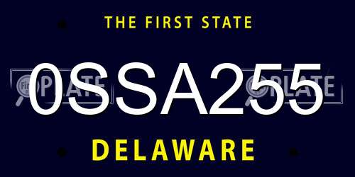 0SSA255 Delaware License Plate