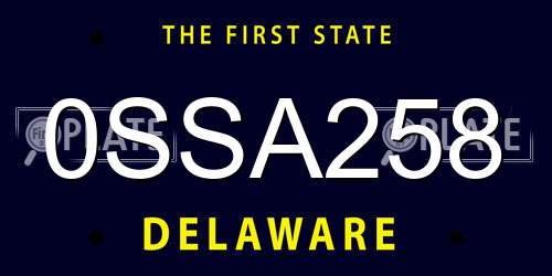 0SSA258 Delaware License Plate