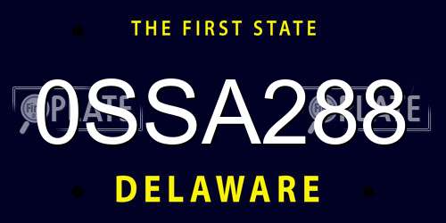 0SSA288 Delaware License Plate