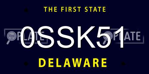 0SSK51 Delaware License Plate