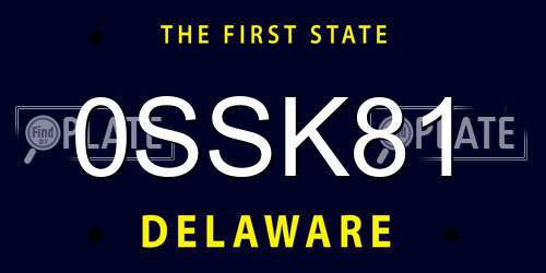 0SSK81 Delaware License Plate