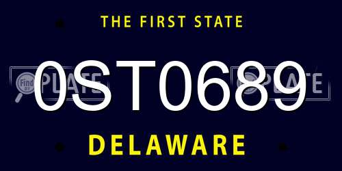 0ST0689 Delaware License Plate