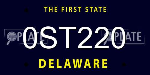 0ST220 Delaware License Plate