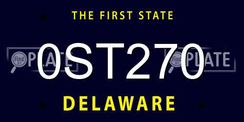0ST270 Delaware License Plate