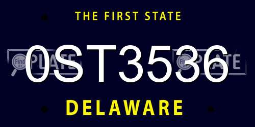 0ST3536 Delaware License Plate