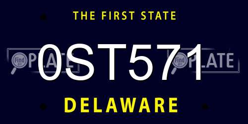 0ST571 Delaware License Plate