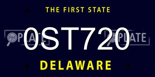 0ST720 Delaware License Plate