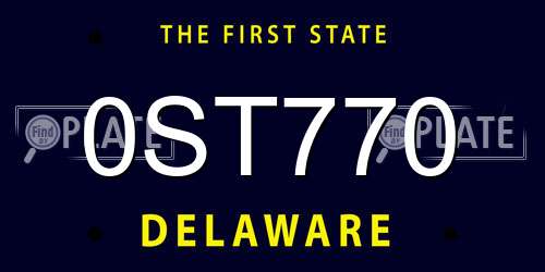 0ST770 Delaware License Plate