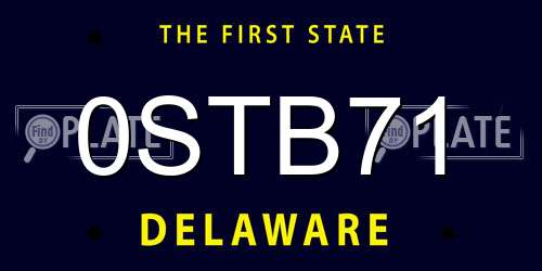0STB71 Delaware License Plate