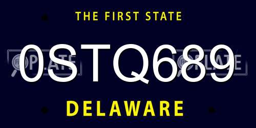 0STQ689 Delaware License Plate