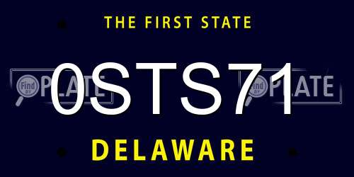 0STS71 Delaware License Plate