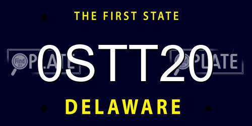 0STT20 Delaware License Plate