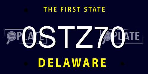 0STZ70 Delaware License Plate