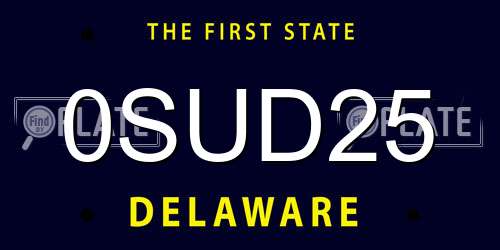 0SUD25 Delaware License Plate