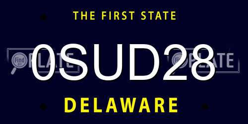 0SUD28 Delaware License Plate
