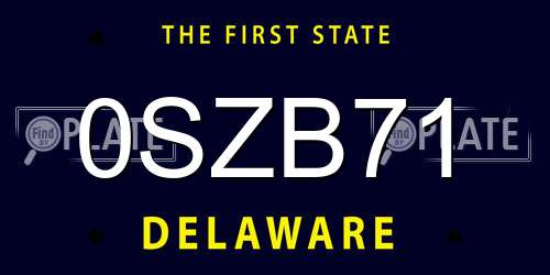 0SZB71 Delaware License Plate