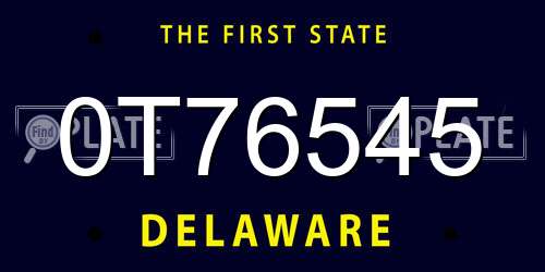 0T76545 Delaware License Plate