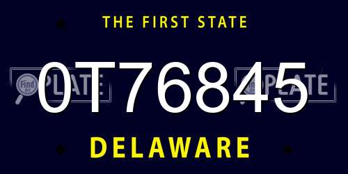 0T76845 Delaware License Plate
