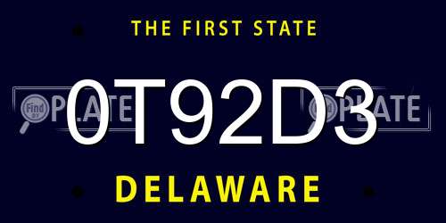 0T92D3 Delaware License Plate