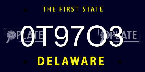 0T97O3 Delaware License Plate