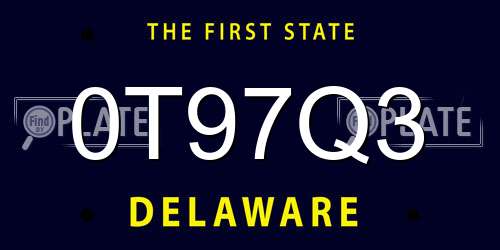 0T97Q3 Delaware License Plate
