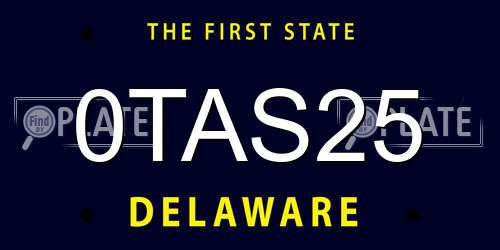 0TAS25 Delaware License Plate