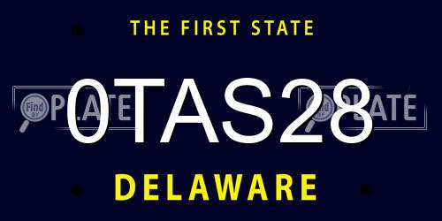 0TAS28 Delaware License Plate