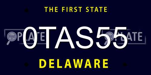 0TAS55 Delaware License Plate