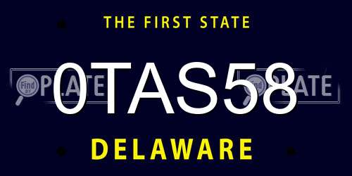 0TAS58 Delaware License Plate