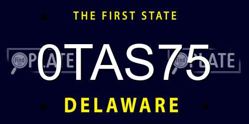 0TAS75 Delaware License Plate