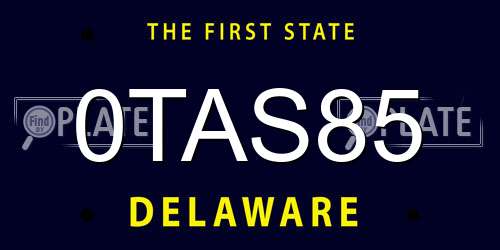 0TAS85 Delaware License Plate