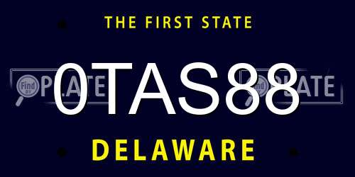 0TAS88 Delaware License Plate