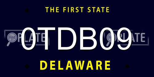 0TDB09 Delaware License Plate