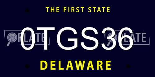 0TGS36 Delaware License Plate