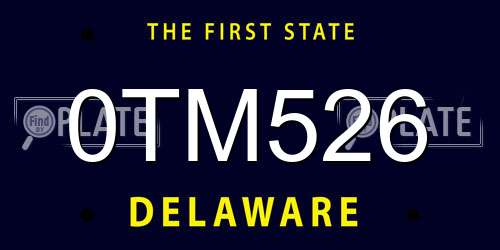 0TM526 Delaware License Plate