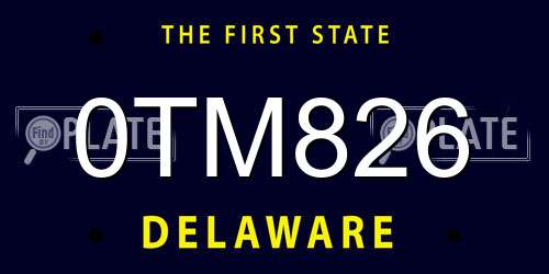 0TM826 Delaware License Plate