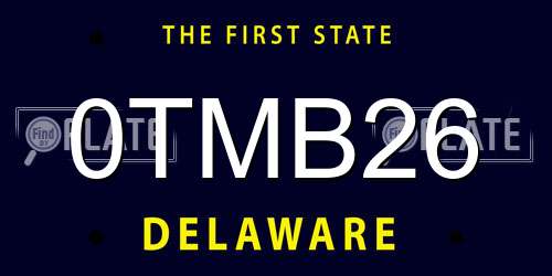 0TMB26 Delaware License Plate
