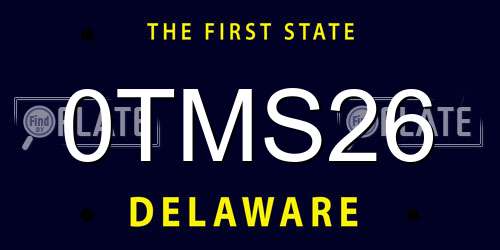 0TMS26 Delaware License Plate