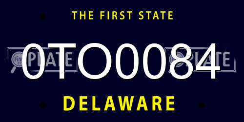 0TO0084 Delaware License Plate